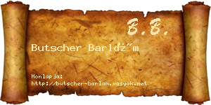 Butscher Barlám névjegykártya